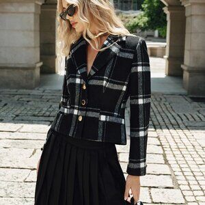 Commense Plaid Wool Blend Blazer Size M - NWT